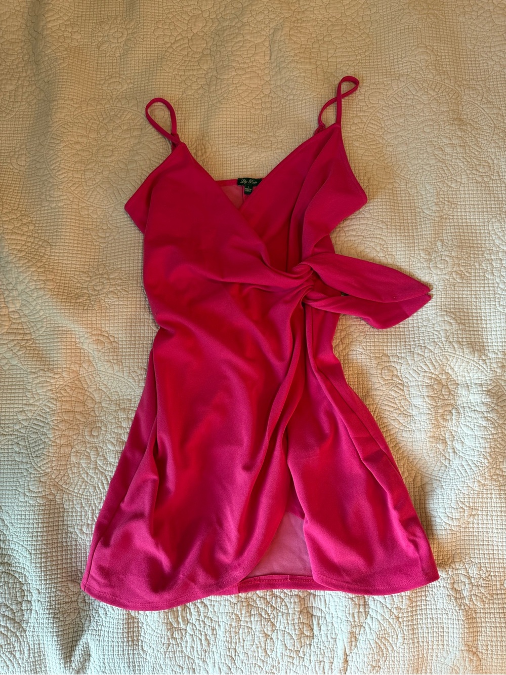 Lily Rose Hot Pink Mini Slip Dress with Side Knot